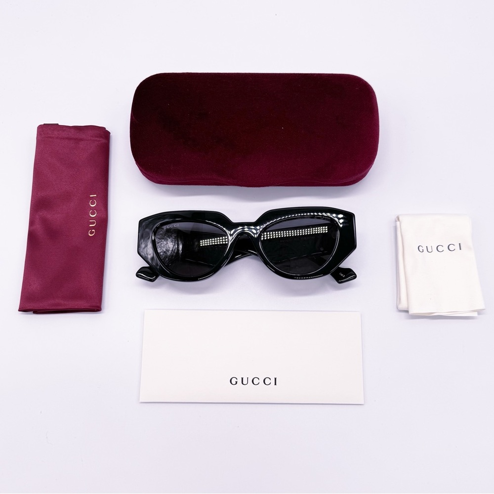 NEW GUCCI SUNGLASSES GG1421S 001 WOMEN BLACK  EYEWEAR GUCCI - Picture 12 of 13